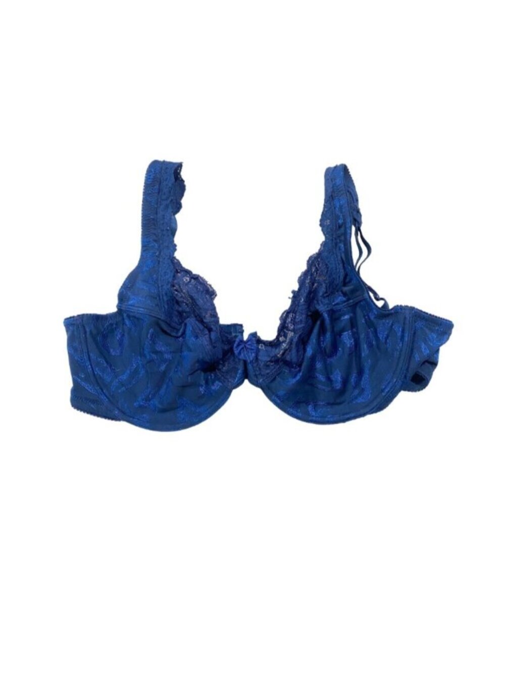 🛍️ 2/$20 ENTIRE SHOP - NYGARD Embroidered Lace Bra Royal Blue 38D Romantic Luxe